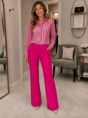 Zara Fuchsia Mid-Rise Slight Flare Pants XS